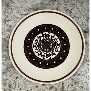 Royal China Royal Ironstone Dinner Plate Brown Black Medallion Scroll 10 Inch